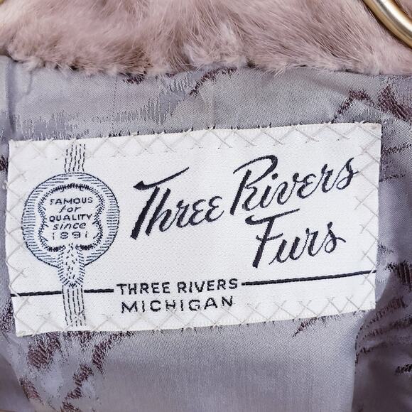 Vintage Tan Mink Leather Trim Coat Mid-Length 1960s Fur Coat - Picture 11 of 15